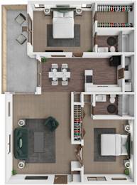 2 bedroom 2 bathroom apartment at The Oaks at Prairie View Apartments in Kansas City