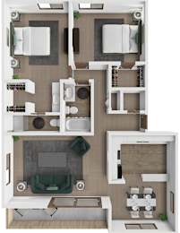 2 bedroom 1.5 bathroom apartment at The Oaks at Prairie View Apartments in Kansas City