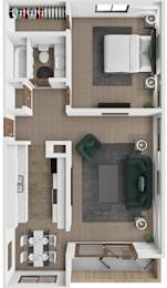 1 bedroom 1 bathroom apartment at The Oaks at Prairie View Apartments in Kansas City