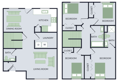Floor Plan  4 Bedroom Townhome