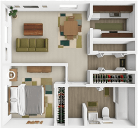 A 1 bedroom, 1 bathroom apartment at Village Green in Greeley, CO