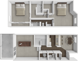 a floor plan of a house with a bedroom and a living room