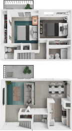 a model of a house and a floor plan of a building