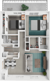 a 3d rendering of a floor plan of a house