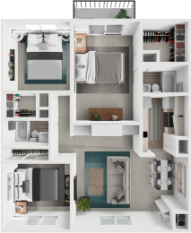 a floor plan of a house with a bedroom and a bathroom