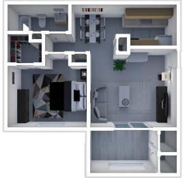 a floor plan of a 1 bedroom apartment