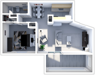 a floor plan of a one bedroom apartment with a bathroom and living room