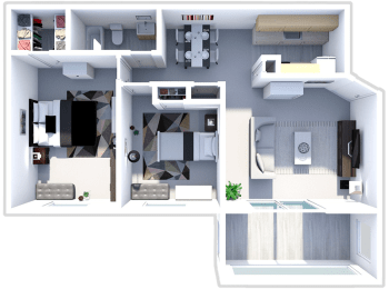 a floor plan of a 1 bedroom apartment