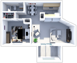 a floor plan of a 1 bedroom apartment