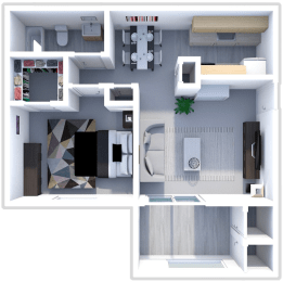a floor plan of a 1 bedroom apartment