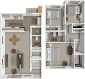 Abode Townhome floor plan at Villa West Apartments