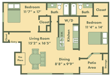Floor Plan  2 bedroom apartment floor plans