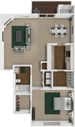 1 bed 1 bath Pine Bluff floor plan