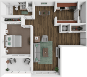 a floor plan of a house with a bedroom and a living room