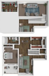 a floor plan of a house with a bedroom and a living room