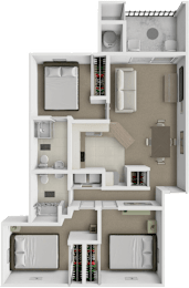 three bedroom two bath Silver Oak floor plan at Woodland Ridge