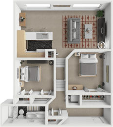 a rendering of a 3d floor plan of a house