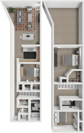 a floor plan of a house with a bedroom and a living room