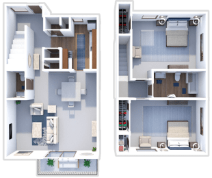 two bed townhome floor plan at westchester village