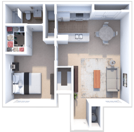 a floor plan of a one bedroom apartment