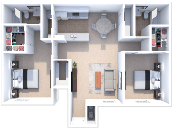a floor plan of a two bedroom apartment