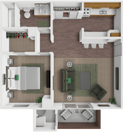 1 bed 1 bath floor plan at Wyoming Place