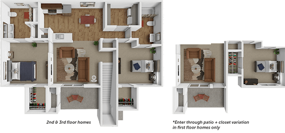 A diagram shows two different floor plans for apartment layouts.