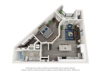 A1 floor plan at 8 West apartments in Greensboro, NC