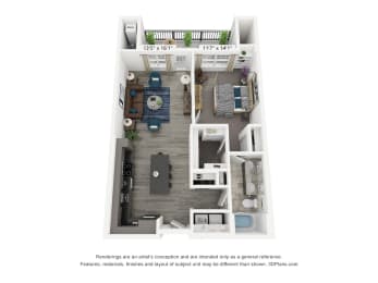 The Graham is a 1 bedroom, 1 bathroom floor plan at 8 West in Greensboro, NC
