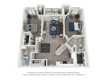 The Club is a 2 bedroom, 2 bathroom floor plan at 8 West in Greensboro, NC