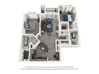 The Preserve is a 2 bedroom, 2 bathroom floor plan at 8 West in Greensboro, NC