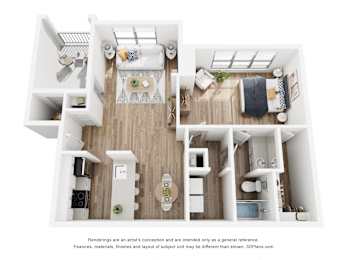  Floor Plan Quartz Renovated 1BR/1BA