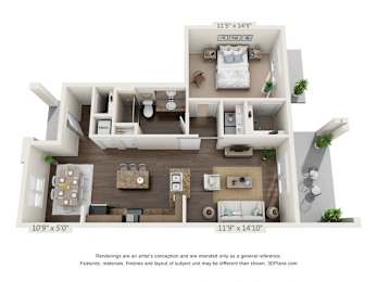A 3D floor plan of a house with dimensions and a disclaimer at the bottom.
