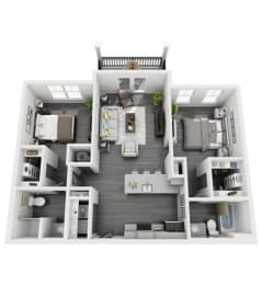 a floor plan with a bedroom and a living room