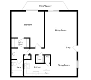  Floor Plan Modern One Bedroom