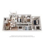 A drawing of a floor plan of a house with rooms labeled.