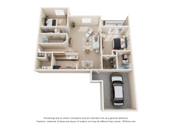 a floor plan of a house with a car in a