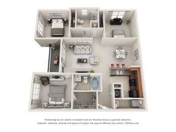 Main Street Square Garden Style Floor Plan