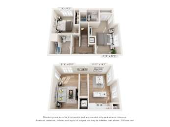 Two images of a floor plan of a house with dimensions.