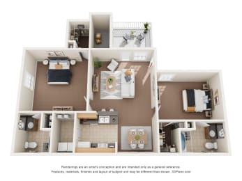 a 3d floor plan of a house