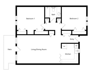  Floor Plan 2 Bedroom Cottage