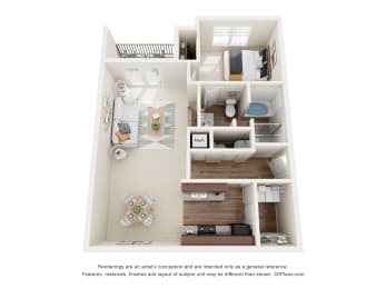 a 1 bedroom floor plan with a bathroom and a living room