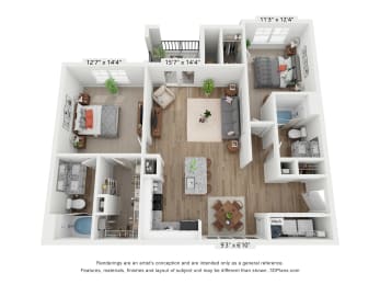 bedroom floor plan | village on the lakes apartments