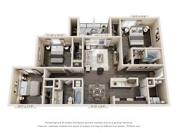 A 3D floor plan of a house with dimensions and a disclaimer at the bottom.