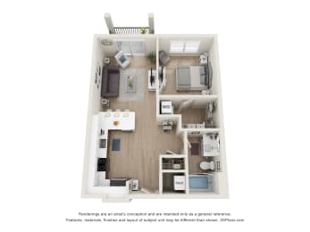1 bed 1 bath floor plan B at 2929 on Mayfair, Wauwatosa