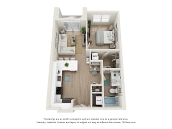 1 bed 1 bath floor plan D at 2929 on Mayfair, Wauwatosa, WI