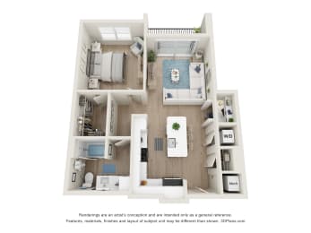 1 bed 1 bath floor plan E at 2929 on Mayfair, Wisconsin