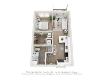 Studio 1 bath floor plan B at 2929 on Mayfair, Wauwatosa, Wisconsin