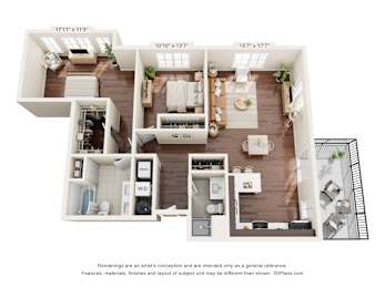 A 3D floor plan of a house with dimensions and a disclaimer.