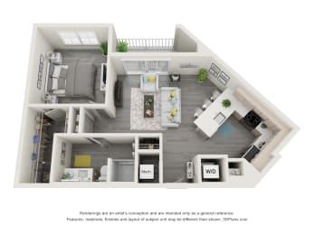 1 bed 1 bath floor plan X at 42 Hundred On The Lake, St Francis, Wisconsin